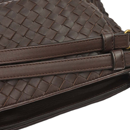 Bottega Veneta Brown Lambskin Intrecciato Shoulder Bag