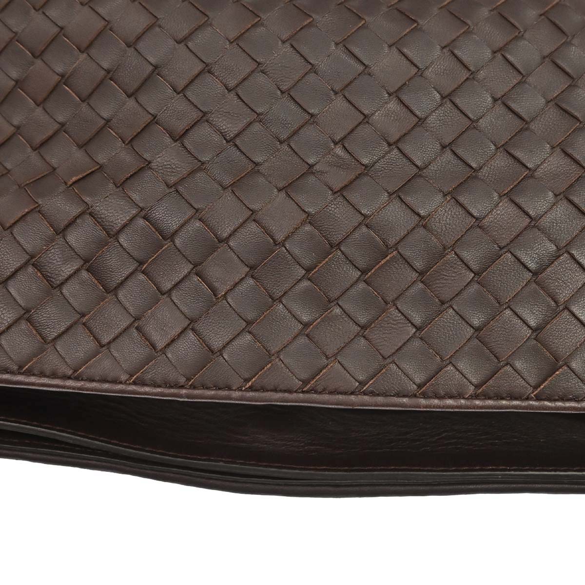 Bottega Veneta Brown Lambskin Intrecciato Shoulder Bag