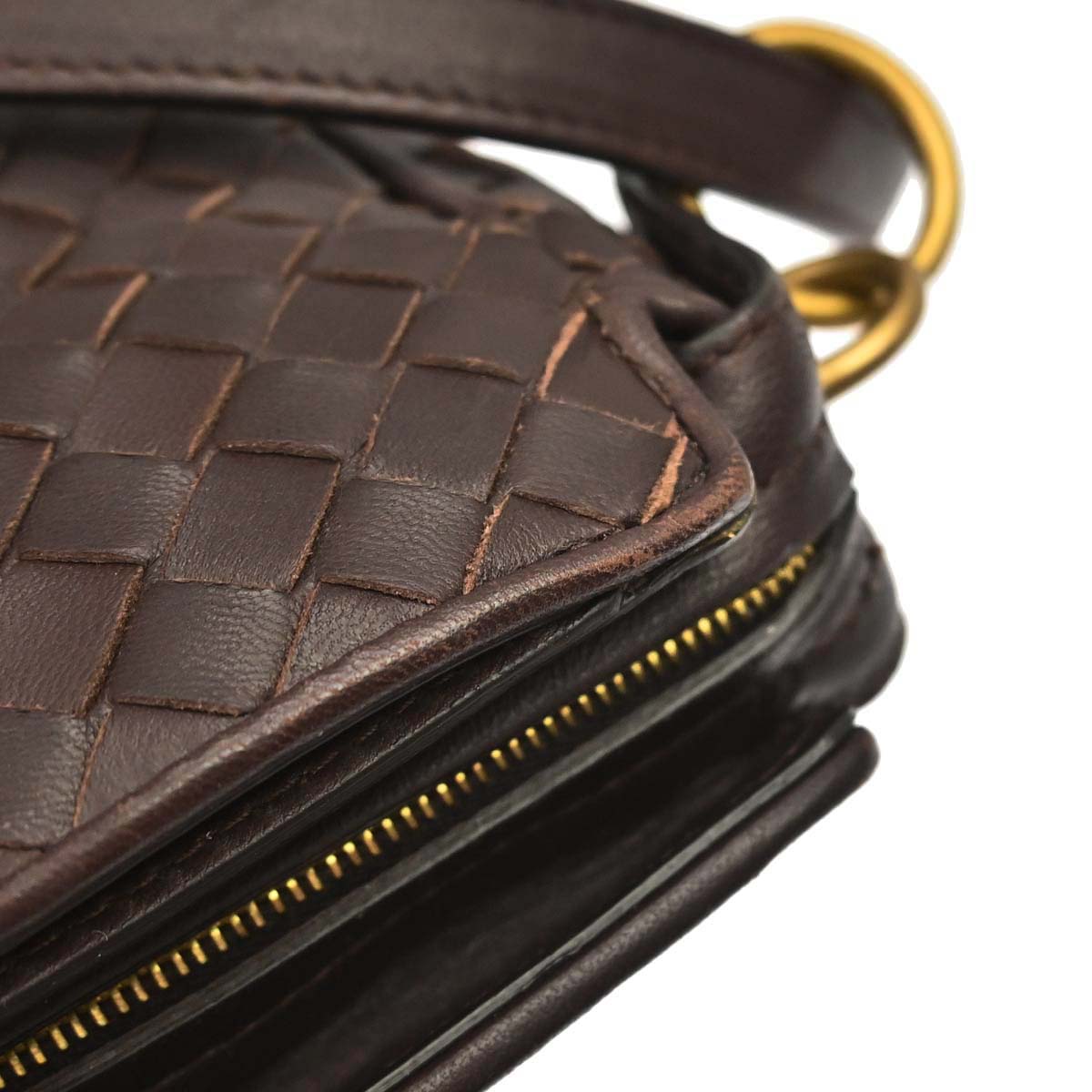 Bottega Veneta Brown Lambskin Intrecciato Shoulder Bag