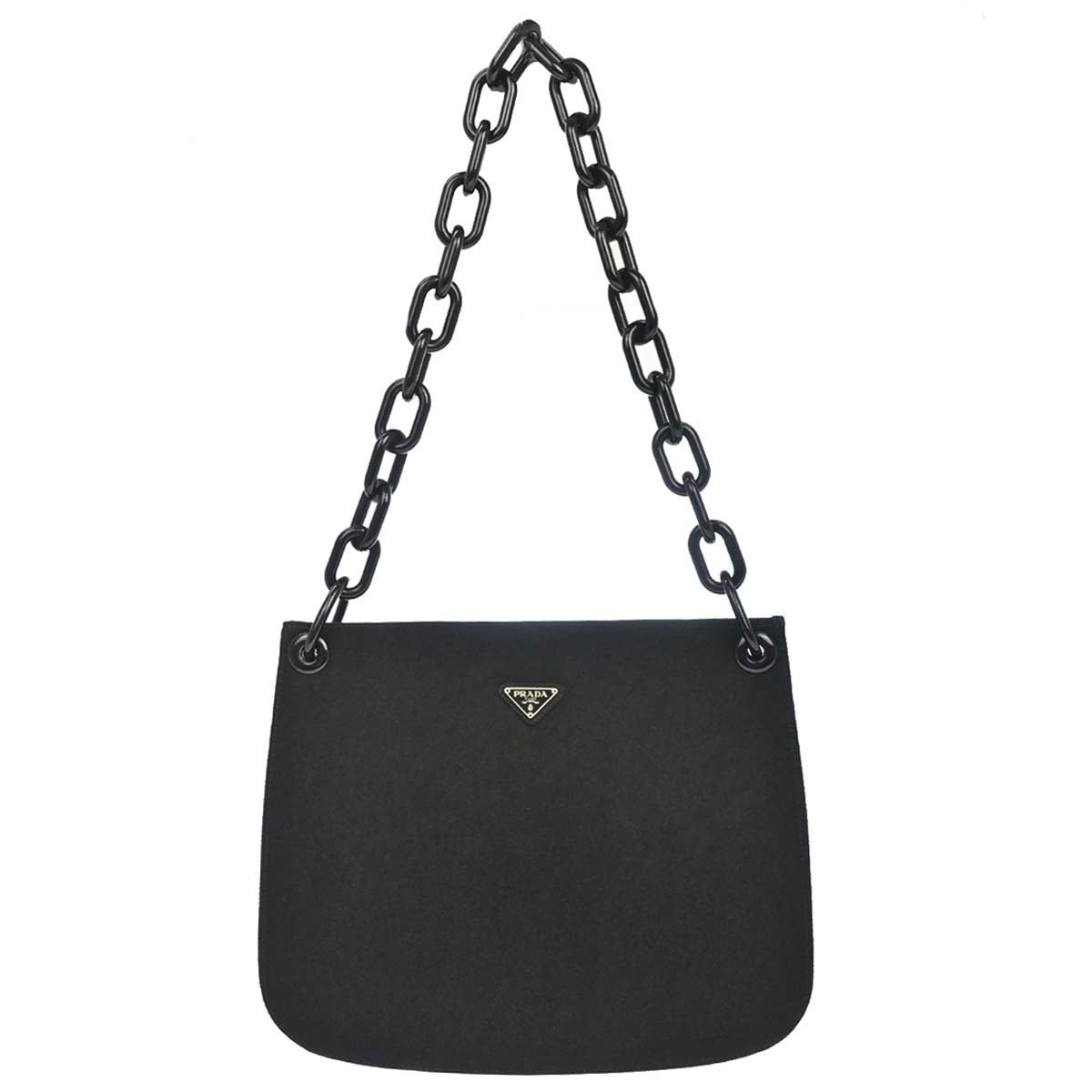 Prada Black Nylon Acrylic Chain Handbag
