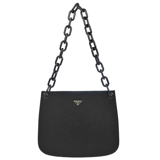 Prada Black Nylon Acrylic Chain Handbag