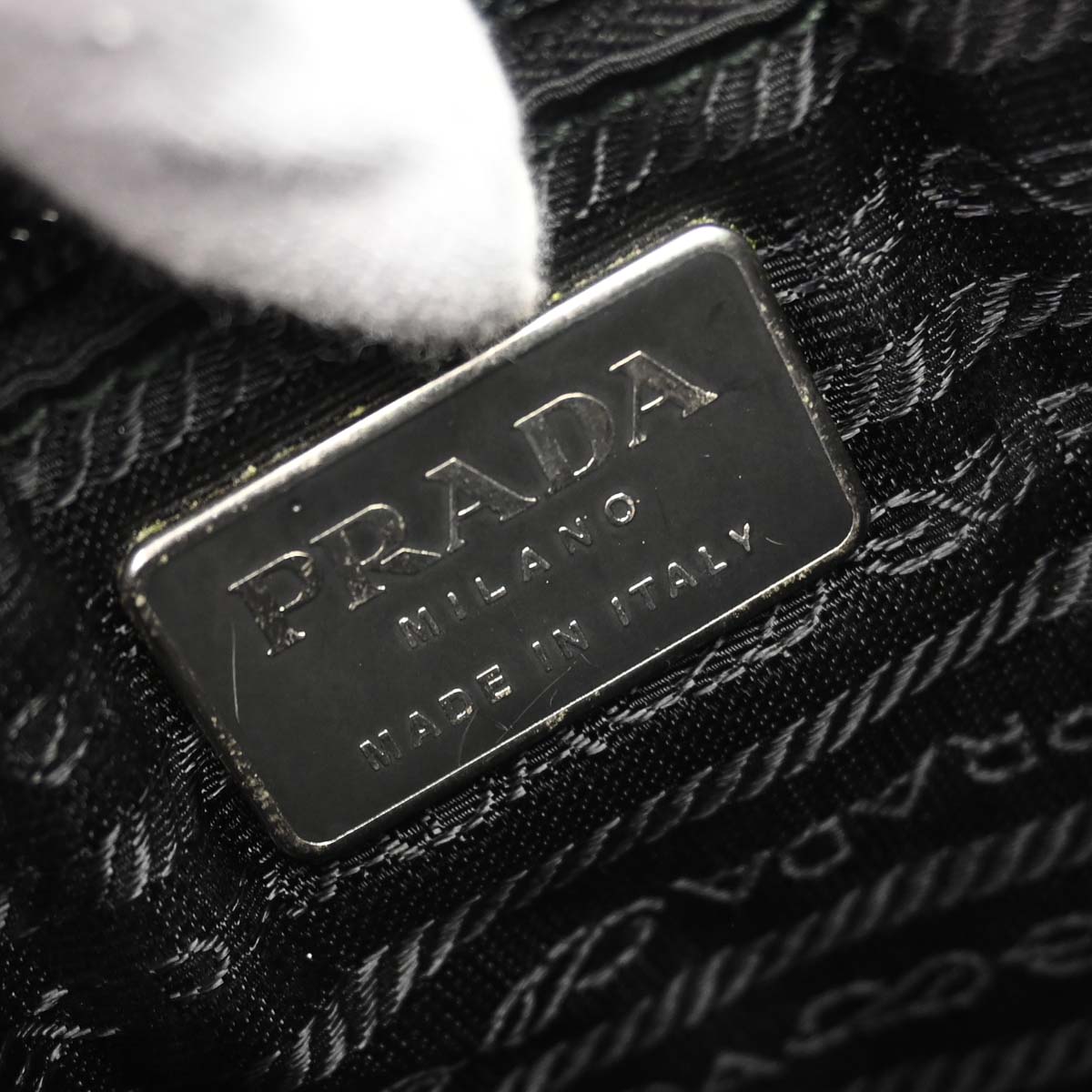 Prada Black Nylon Acrylic Chain Handbag