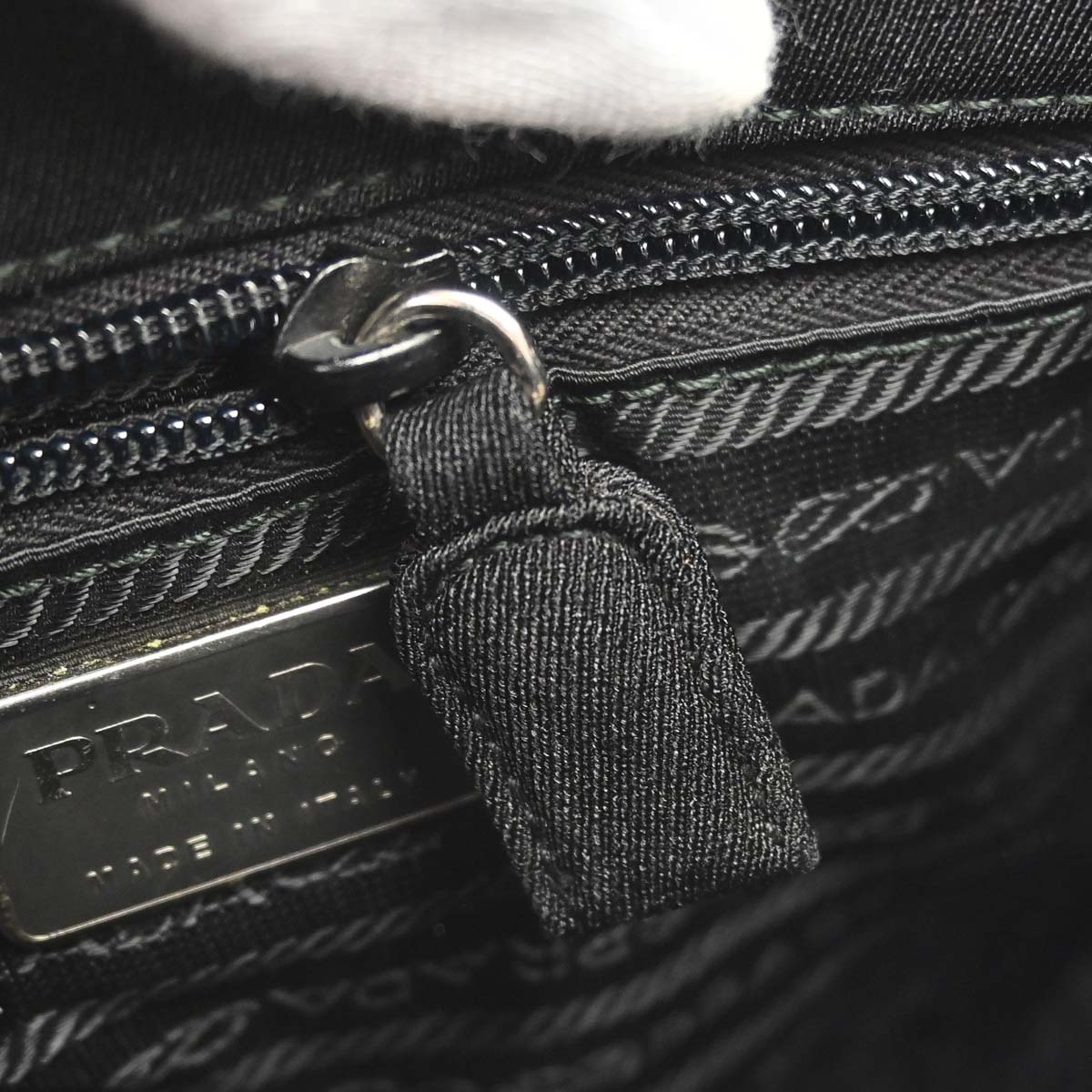 Prada Black Nylon Acrylic Chain Handbag