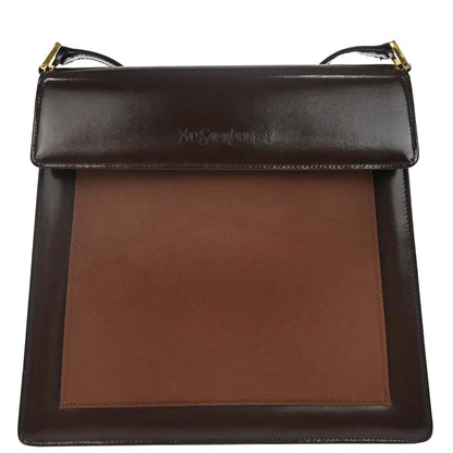 Yves Saint Laurent Brown Leather Nylon Shoulder Bag