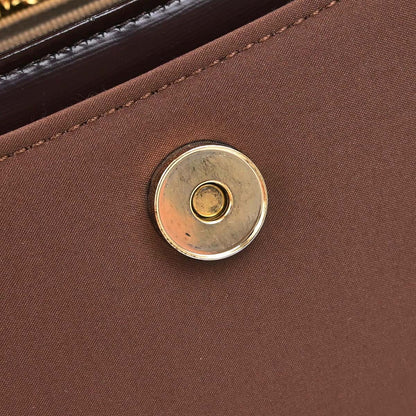 Yves Saint Laurent Brown Leather Nylon Shoulder Bag