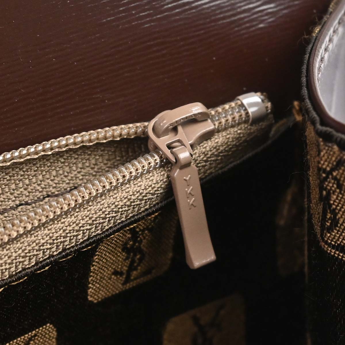 Yves Saint Laurent Brown Leather Nylon Shoulder Bag