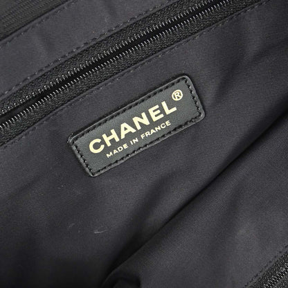Chanel 2005-2006 Black Jacquard Nylon Travel Line Tote Handbag