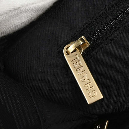 Chanel 2005-2006 Black Jacquard Nylon Travel Line Tote Handbag