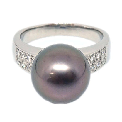 Tasaki Ring Pt900 Pearl Diamond Silver #53 Jewelry
