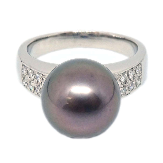 Tasaki Ring Pt900 Pearl Diamond Silver #53 Jewelry