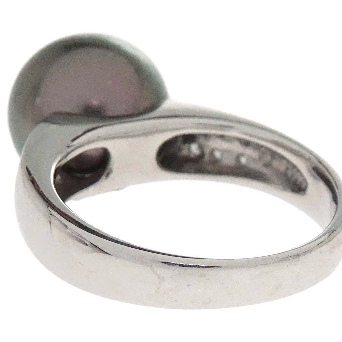 Tasaki Ring Pt900 Pearl Diamond Silver #53 Jewelry