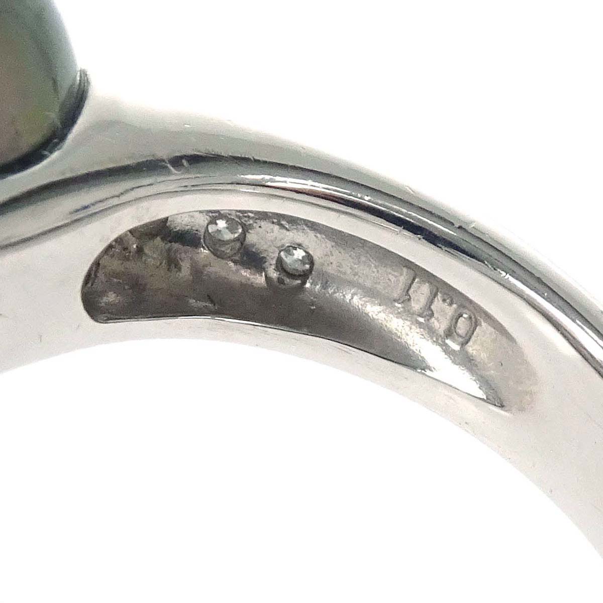Tasaki Ring Pt900 Pearl Diamond Silver #53 Jewelry