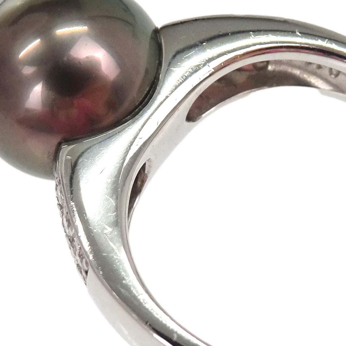 Tasaki Ring Pt900 Pearl Diamond Silver #53 Jewelry