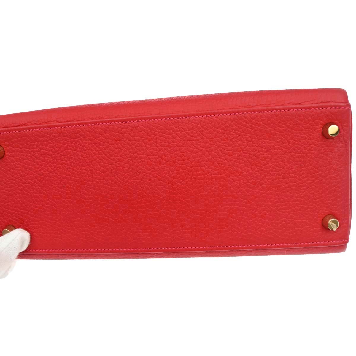 Hermes Rouge Casaque Taurillon Kelly 28 Retourne 2way Shoulder Handbag