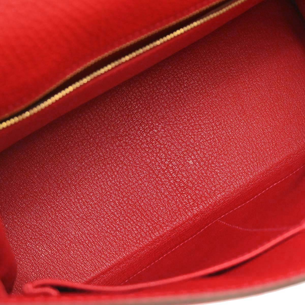 Hermes Rouge Casaque Taurillon Kelly 28 Retourne 2way Shoulder Handbag
