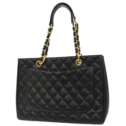 Chanel 2014 Black Caviar Skin Grand Shopping Tote GST Chain Handbag
