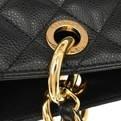 Chanel 2014 Black Caviar Skin Grand Shopping Tote GST Chain Handbag