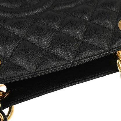 Chanel 2014 Black Caviar Skin Grand Shopping Tote GST Chain Handbag