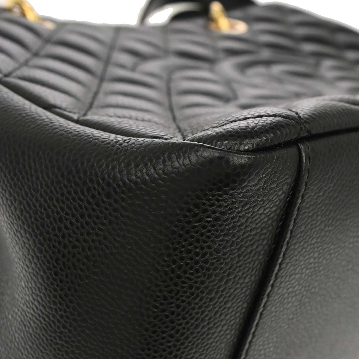 Chanel 2014 Black Caviar Skin Grand Shopping Tote GST Chain Handbag