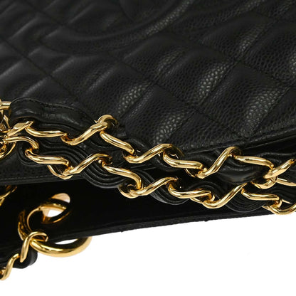 Chanel 2014 Black Caviar Skin Grand Shopping Tote GST Chain Handbag