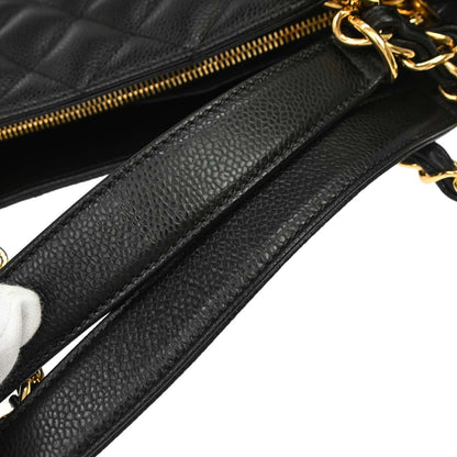 Chanel 2014 Black Caviar Skin Grand Shopping Tote GST Chain Handbag