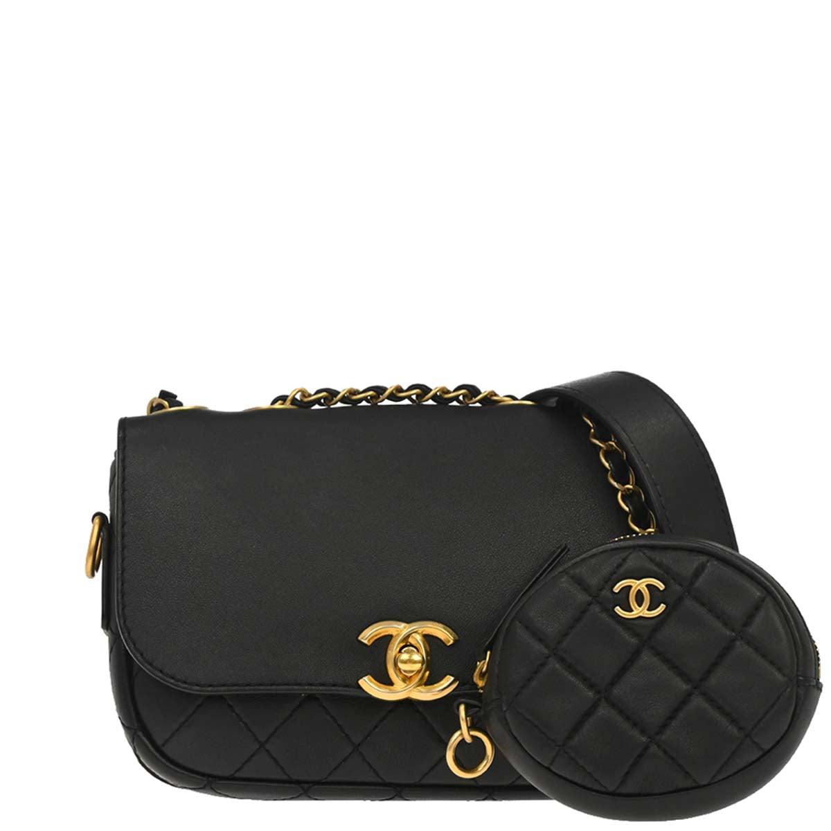 Chanel 2019 Black Calfskin Multi Pouching Flap Shoulder Bag