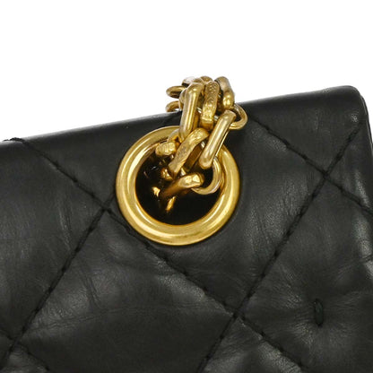 Chanel 2013-2014 Black Calfskin 2.55 Double Flap Shoulder Bag