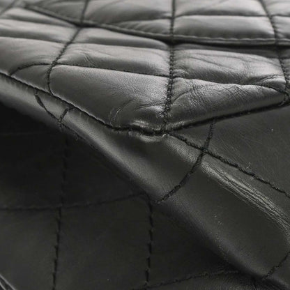 Chanel 2013-2014 Black Calfskin 2.55 Double Flap Shoulder Bag