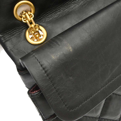 Chanel 2013-2014 Black Calfskin 2.55 Double Flap Shoulder Bag