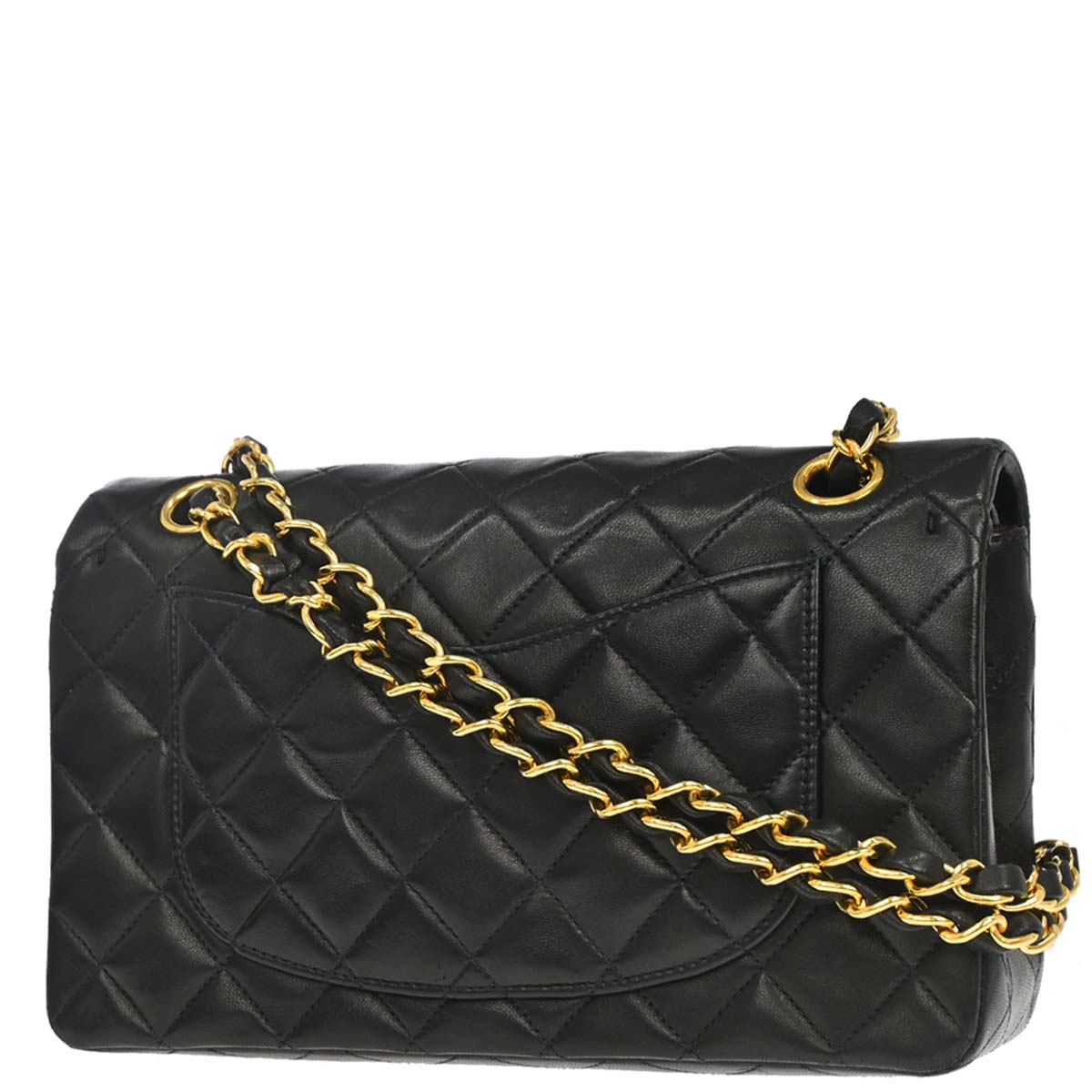 Chanel 1996-1997 Black Lambskin Small Classic Double Flap Shoulder Bag