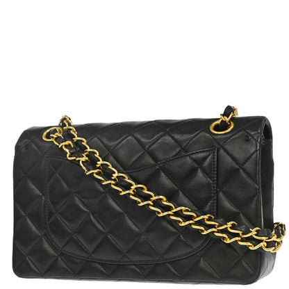 Chanel 1996-1997 Black Lambskin Small Classic Double Flap Shoulder Bag
