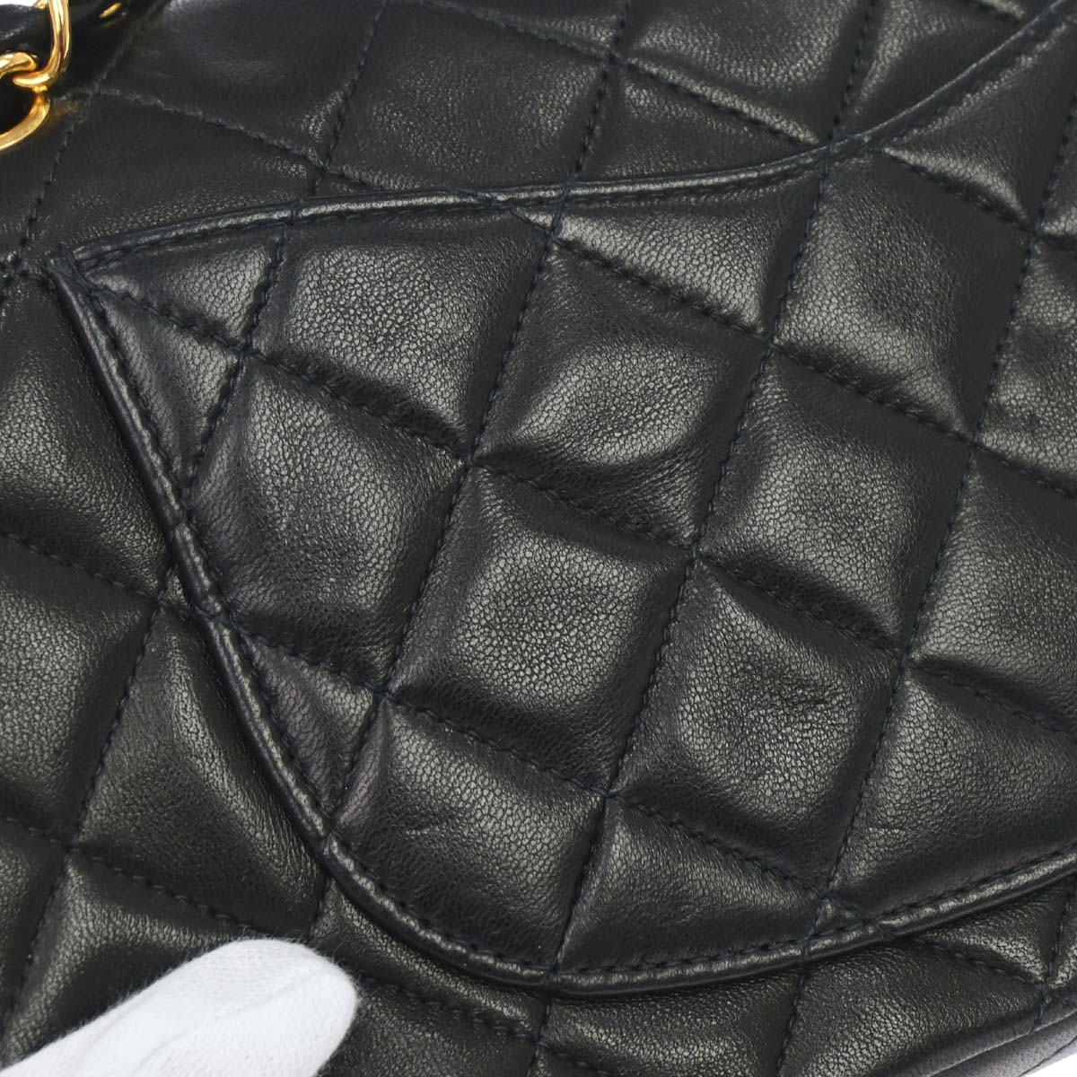 Chanel 1996-1997 Black Lambskin Small Classic Double Flap Shoulder Bag