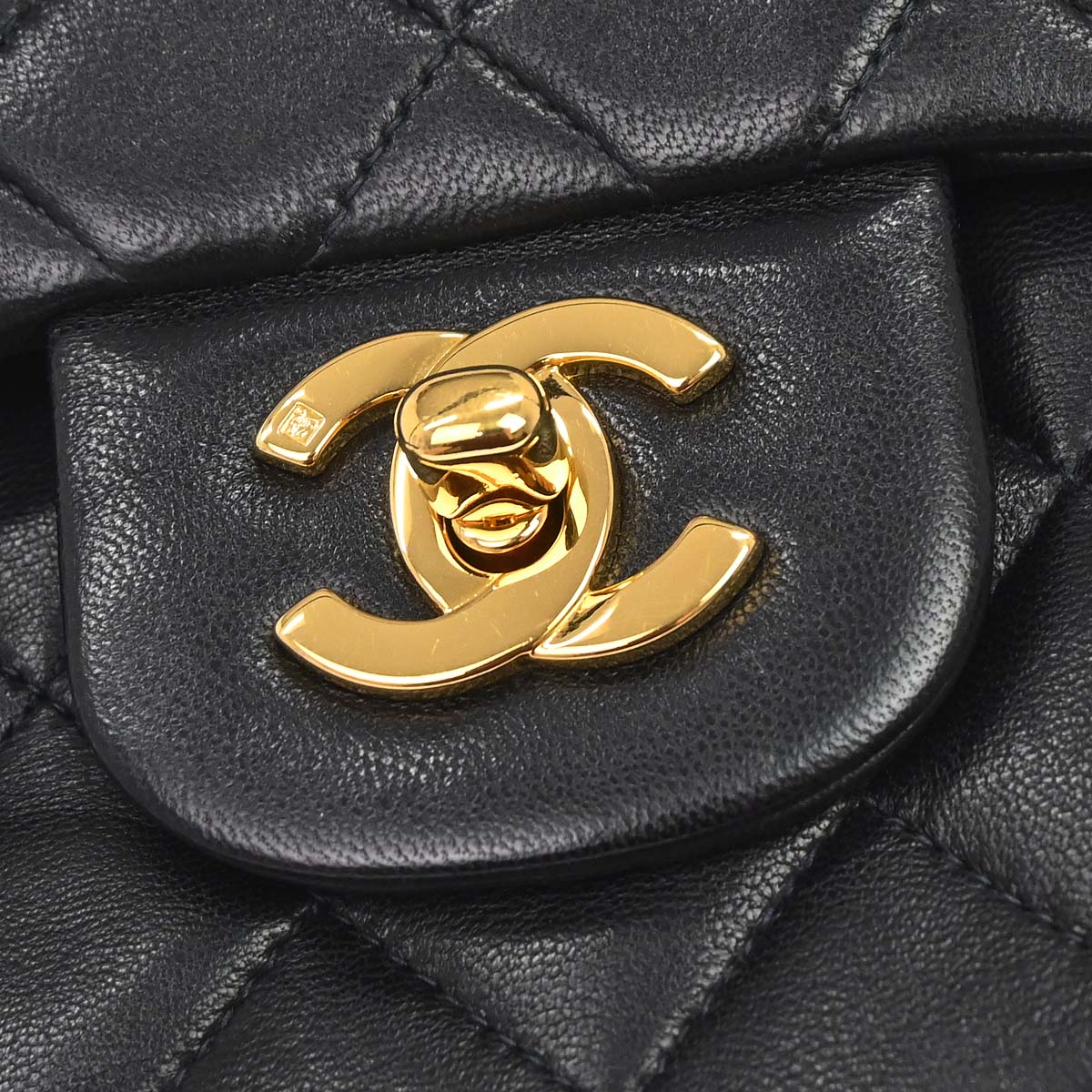 Chanel 1996-1997 Black Lambskin Small Classic Double Flap Shoulder Bag