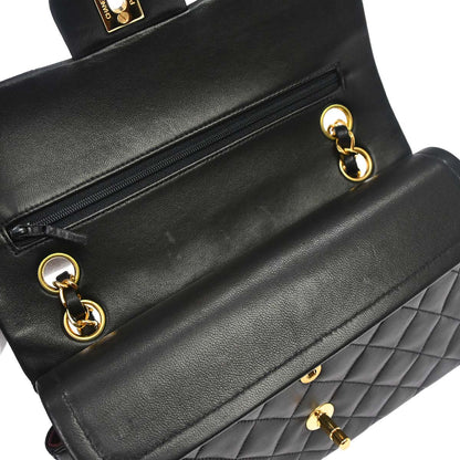 Chanel 1996-1997 Black Lambskin Small Classic Double Flap Shoulder Bag