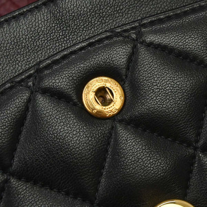 Chanel 1996-1997 Black Lambskin Small Classic Double Flap Shoulder Bag