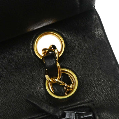 Chanel 1996-1997 Black Lambskin Small Classic Double Flap Shoulder Bag