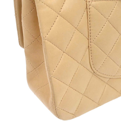 Chanel 2005-2006 Beige Black Lambskin Medium Classic Double Flap Shoulder Bag