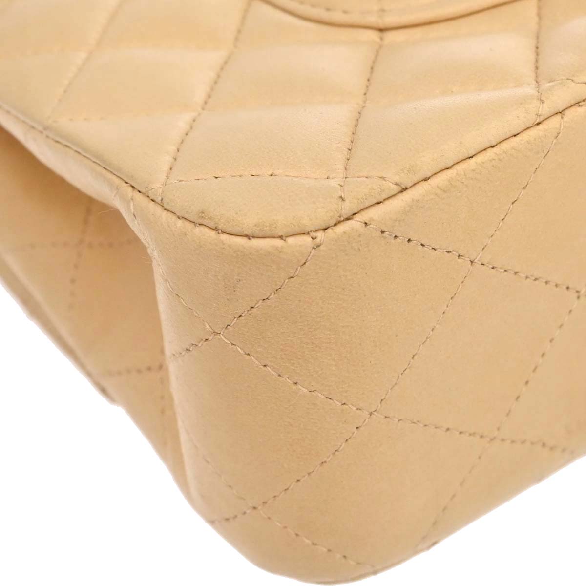 Chanel 2005-2006 Beige Black Lambskin Medium Classic Double Flap Shoulder Bag