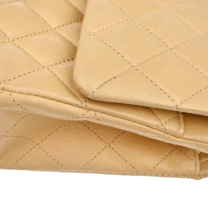 Chanel 2005-2006 Beige Black Lambskin Medium Classic Double Flap Shoulder Bag