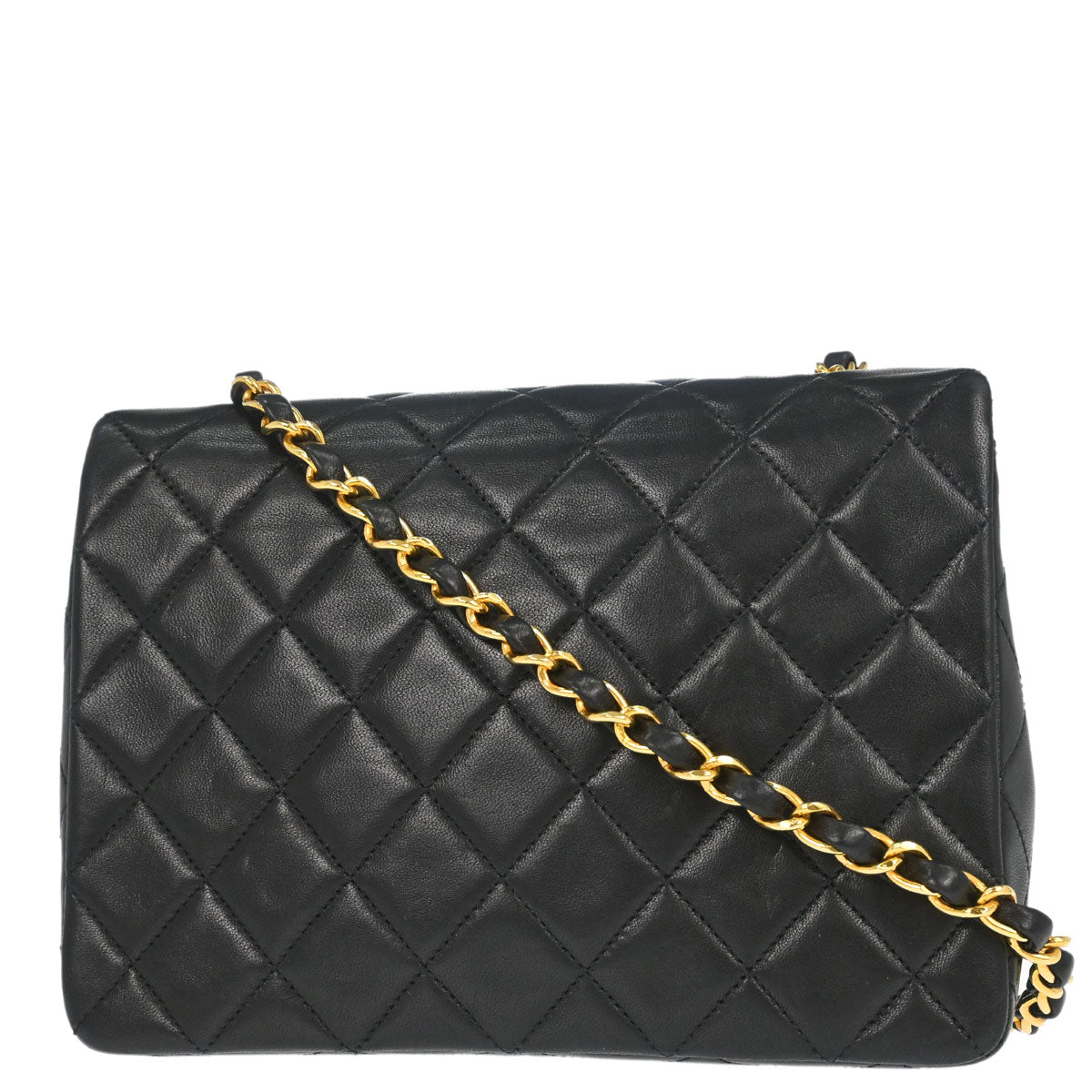 Chanel Black Lambskin Classic Square Flap Shoulder Bag 20