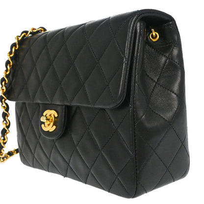 Chanel Black Lambskin Classic Square Flap Shoulder Bag 20