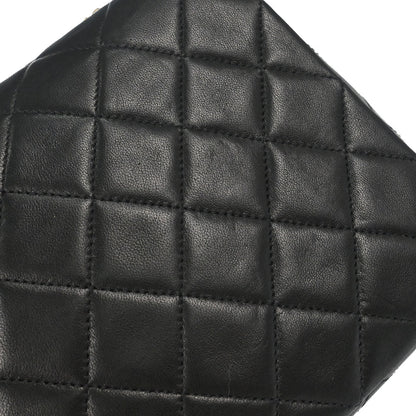 Chanel Black Lambskin Classic Square Flap Shoulder Bag 20
