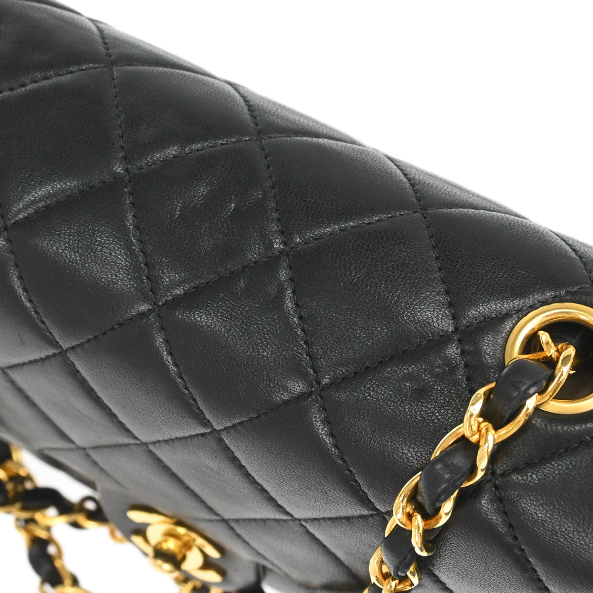 Chanel Black Lambskin Classic Square Flap Shoulder Bag 20