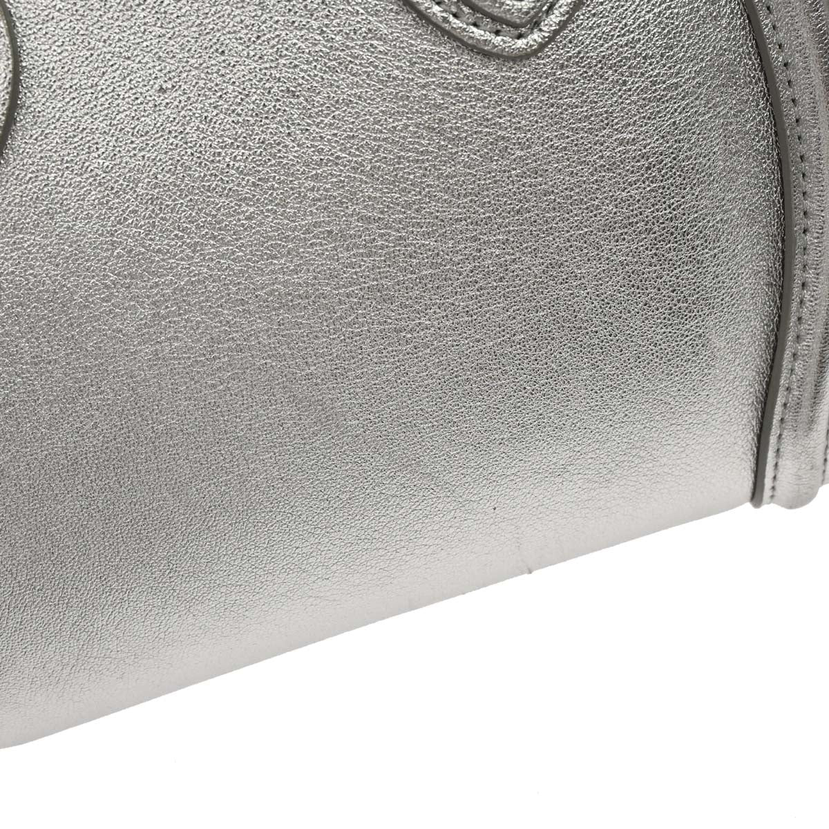 Celine Silver Lambskin Nano Luggage 2way Shoulder Tote Bag