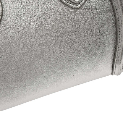 Celine Silver Lambskin Nano Luggage 2way Shoulder Tote Bag
