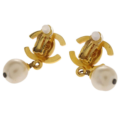 Chanel Turnlock Small Costume Pearl Dangle Clip-On Earrings 97P