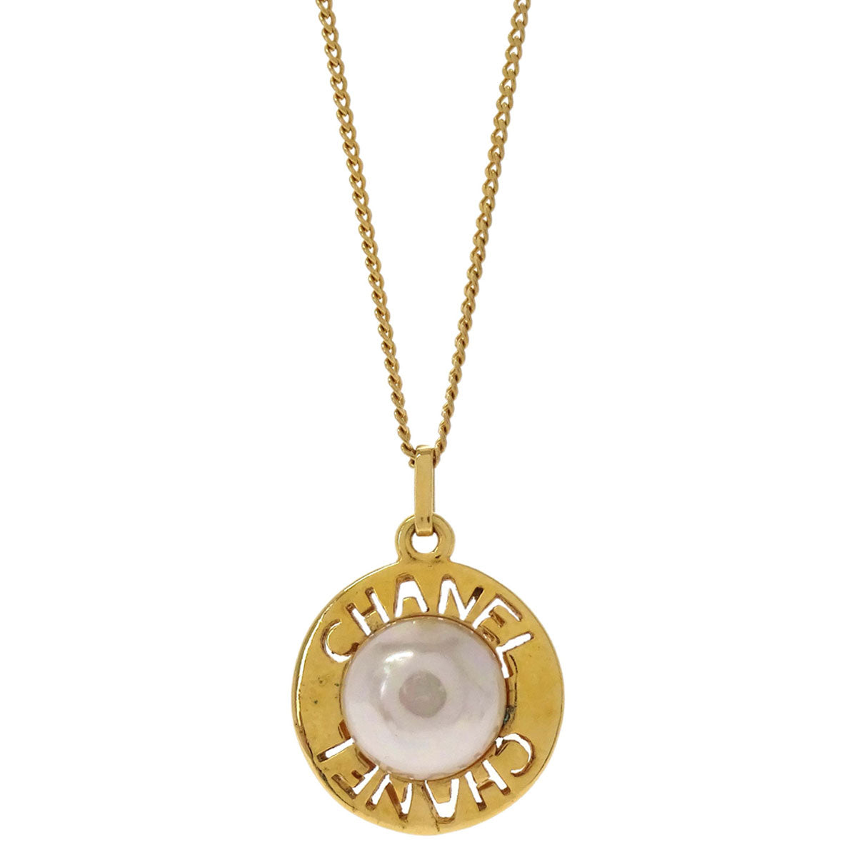 Chanel Charm Gold Chain Necklace Costume Pearl 1984