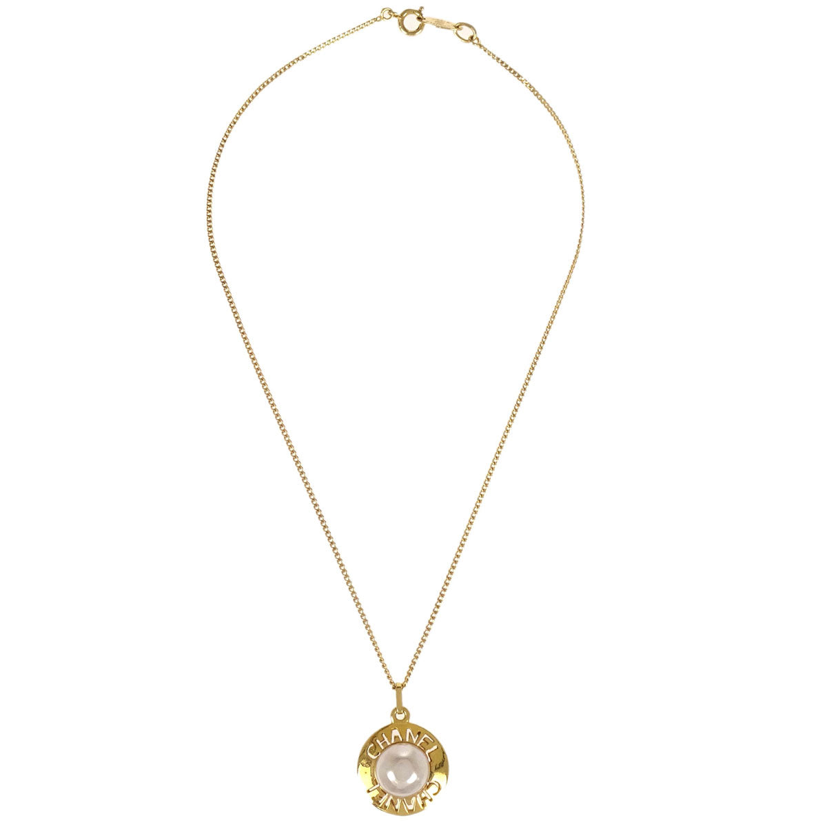 Chanel Charm Gold Chain Necklace Costume Pearl 1984