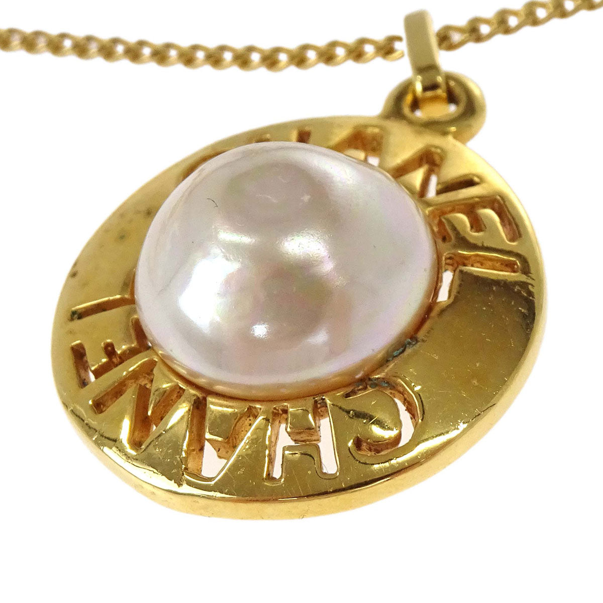Chanel Charm Gold Chain Necklace Costume Pearl 1984