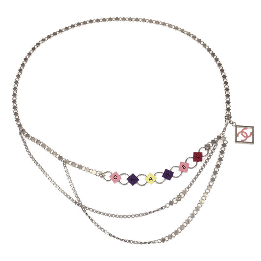 Chanel Cube Silver Chain Belt 04P Small Good